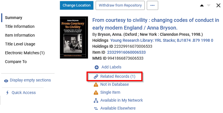 Related records button.